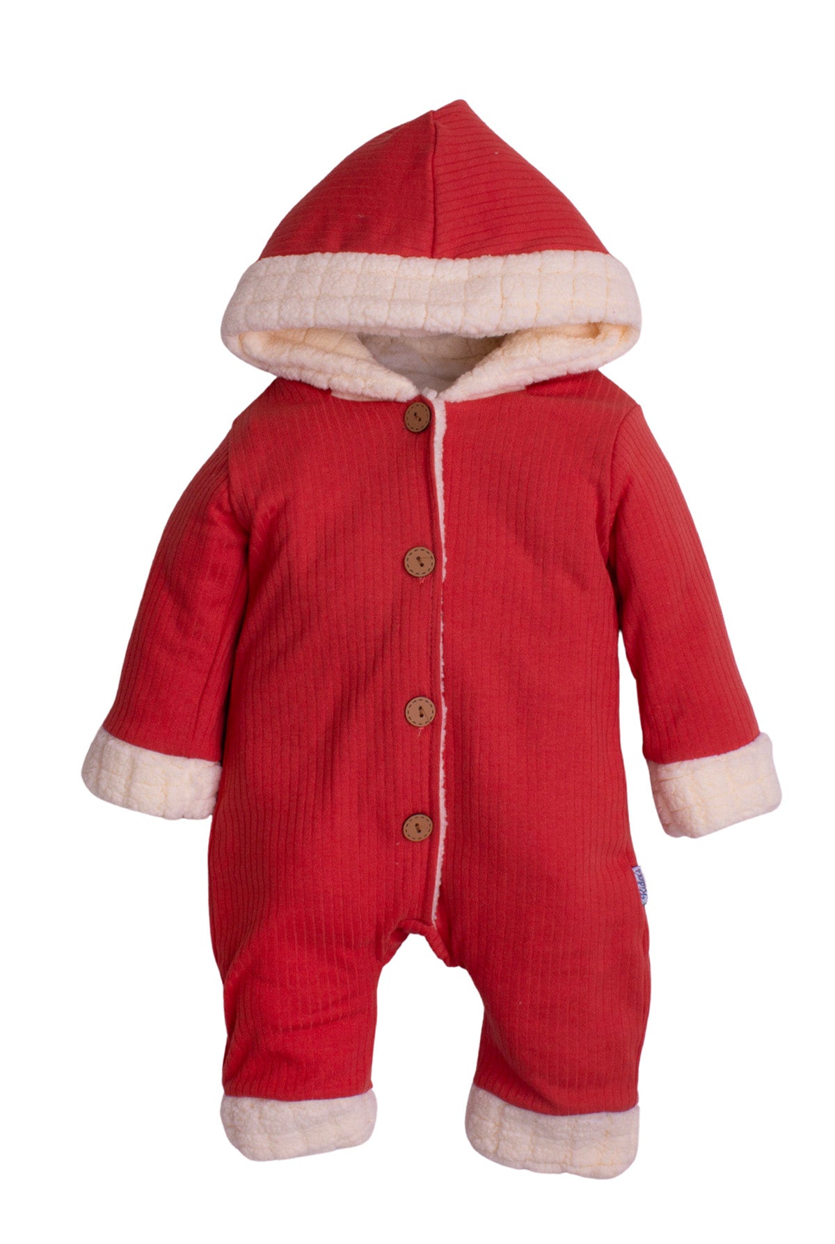 Kız Bebek Peluş Astarlı Kapüşonlu Kışlık Düğmeli Tulum 0-12 Ay